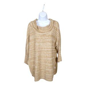 Field Flower Anthropologie Space Dyed Cowl Neck Sweater Tunic Gold/Beige S #753